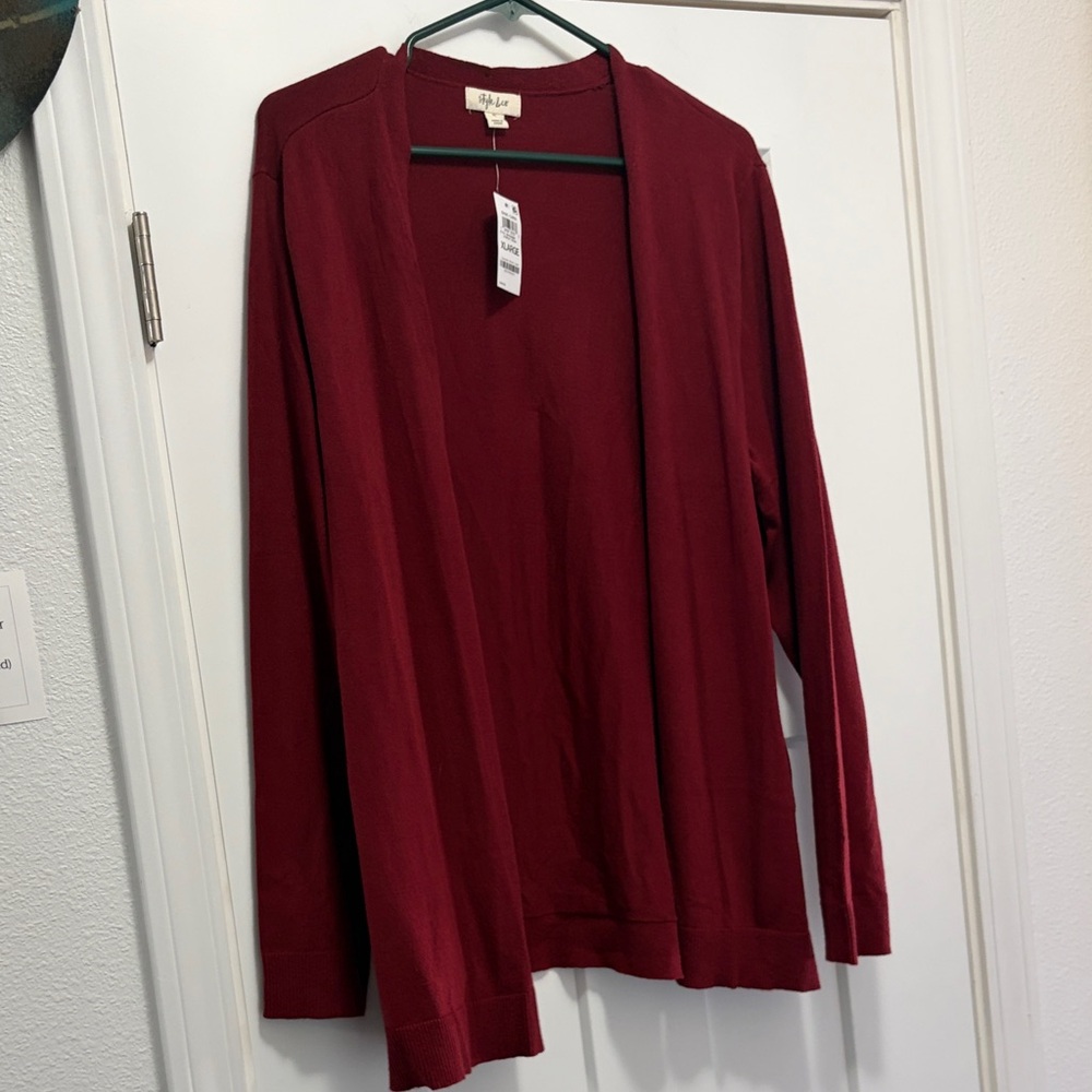 Style & Co Burgundy Open Cardigan